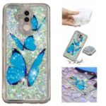Embossment Pattern Quicksand TPU Soft Case for Huawei Mate 20 Lite – Blue Butterflies