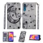 Marble Texture Imprint Moon Leather Wallet Case for Huawei P20 Pro – Black