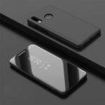 View Window Plated Mirror Surface Leather Stand Case for Huawei Y9 (2019) / Enjoy 9 Plus – Black