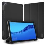 DUXDUCIS Domo Series Cloth Texture Tri-fold Stand PU Leather Smart Case for Huawei MediaPad M5 lite 10 – Black