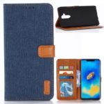 Oxford Cloth Wallet Stand PU Leather Cover for Huawei Mate 20 Lite – Dark Blue