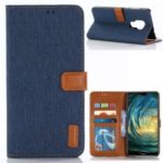 Oxford Cloth Wallet Stand PU Leather Cover for Huawei Mate 20 – Dark Blue