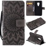 Imprint Sunflower Wallet Leather Stand Case for Huawei Mate 20 – Grey