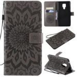 Imprint Sunflower Wallet Leather Stand Case for Huawei Mate 20 X – Grey