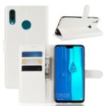 Litchi Skin Wallet Leather Stand Cover for Huawei Y9 (2019) / Enjoy 9 Plus in China – White