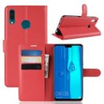 Litchi Skin Wallet Leather Stand Shell for Huawei Y9 (2019) / Enjoy 9 Plus in China – Red