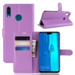 Litchi Skin Wallet Leather Cover with Stand for Huawei Y9 (2019) / Enjoy 9 Plus in China – Purple