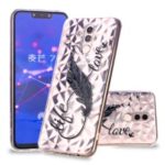 Embossed Pattern 3D Diamond Texture TPU Case for Huawei Mate 20 Lite / Maimang 7 – Feather Pen