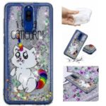 Dynamic Glitter Powder Heart Shaped Sequins Shockproof TPU Case for Huawei Mate 10 Lite – Unicorn and English Characters