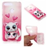Pattern Printing Matte Surface IMD TPU Mobile Phone Case for Honor 7A (with Fingerprint Sensor) / Honor 7A Pro / Enjoy 8e – Cat and Heart