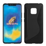 S Shape Carbon Fiber Texture Brushed TPU Case for Huawei Mate 20 Pro – Black