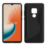 S Shape Carbon Fiber Texture Brushed TPU Phone Case for Huawei Mate 20 – Black