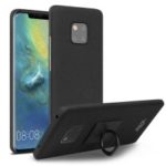 IMAK Ring Holder Kickstand Frosted Hard Plastic Back Case + Screen Protector for Huawei Mate 20 Pro – Black