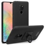 IMAK Ring Holder Kickstand Frosted Hard Plastic Hard Case + Screen Protector for Huawei Mate 20 X – Black
