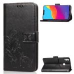 Imprint Clover Pattern Leather Flip Case [Wallet Stand] for Huawei Honor 8X – Black