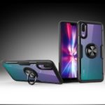 For Huawei P20 Finger Ring Kickstand TPU + Glass Combo Phone Case [Built-in Magnetic Metal Sheet] – Black
