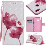Pattern Printing PU Leather Flip Case for Huawei Honor 8C – Red Flowers