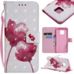 Pattern Printing PU Leather Protection Phone Case for Huawei Mate 20 Pro – Red Flowers