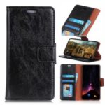 Textured Split Leather Wallet Case for Huawei Honor Magic 2 – Black