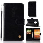 Premium Vintage Leather Wallet Case for Motorola Moto E5 Play Go (EU Version) – Black