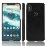 Litchi Texture PU Leather Coated Plastic Mobile Case for Motorola One Power / P30 Note – Black