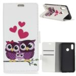 Pattern Printing Stand Leather Folio Case for Motorola One / P30 Play – Sweet Owl Family
