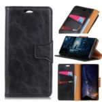 Crazy Horse Split Leather Wallet Magnetic Case for Motorola One Power / P30 Note – Black