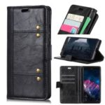 Rivet Decorated Leather Stand Wallet Magnetic Case for Motorola Moto G7 – Black