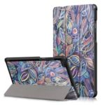 Pattern Printing Tri-fold Stand Leather Case for Lenovo Tab E8 TB-8304F – Leaves