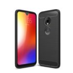 Carbon Fiber Texture Brushed TPU Back Case for Motorola Moto G7 – Black