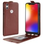 Crazy Horse Vertical Flip Leather Case with Card Slot for Motorola One / P30 Play (China) – Brown