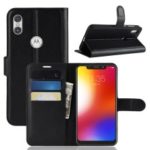 Litchi Texture Wallet Leather Flip Case for Motorola One / P30 Play – Black