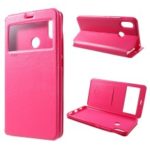 ROAR KOREA Noble Leather View Window Stand Phone Casing for Xiaomi Mi Max 3 – Rose
