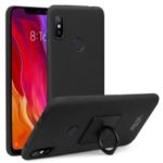 IMAK Ring Holder Kickstand Matte Plastic Case + Screen Protector for Xiaomi Redmi Note 6 Pro – Black