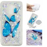 For Xiaomi Pocophone F1 / Poco F1 (India) Embossment Pattern Quicksand TPU Mobile Phone Case – Blue Butterflies
