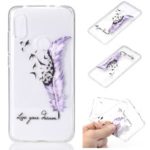 Embossment Pattern TPU Protection Phone Case for Xiaomi Redmi Note 6 Pro – Purple Feather and Bird