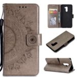 Imprinted Mandala Pattern Wallet Leather Mobile Case for Xiaomi Pocophone F1 / Poco F1 (India) – Grey