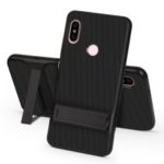 ELEGANCE Netting Pattern TPU + PC Bracket Case for Xiaomi Redmi Note 5 Pro (Dual Camera) / Redmi Note 5 (China) – Black
