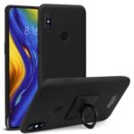 IMAK Ring Holder Kickstand Frosted Hard Plastic Case + Screen Protector for Xiaomi Mi Mix 3 – Black