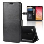 Crazy Horse Wallet Stand Leather Cellphone Case for Xiaomi Mi 8 Lite/Mi 8 Youth (Mi 8X) – Black