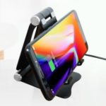 Adjustable 2-in-1 Aluminum Alloy Stand + 5W/7.5W/10W Qi Wireless Fast Charger for iPhone Samsung etc. – Black