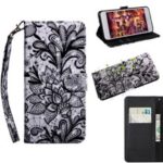 For Alcatel 1X Pattern Printing PU Leather Wallet Case – Lace Flower