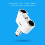 PISEN 2 Cigarette Sockets + 1 USB Port Car Charger for iPhone iPad Samsung Smartphones Tablets
