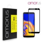 AMORUS Silk Printing Full Size 9H Tempered Glass [Full Glue] Anti-explosion Screen Protector for Samsung Galaxy J6+ (2018) – Black