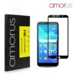 AMORUS Full Glue Silk Printing Tempered Glass Full Screen Protector for Huawei Y5 (2018) / Y5 Prime (2018) / Honor 7s / Play 7 – Black