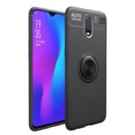 Finger Ring Kickstand TPU Mobile Casing for OnePlus 6T (Built-in Magnetic Metal Sheet) – All Black