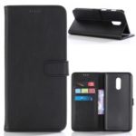 Crazy Horse Leather Wallet Case for OnePlus 6T – Black