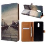 Pattern Printing Leather Wallet Case for OnePlus 6T – Dock at Sunset