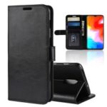 Crazy Horse Magnetic Stand Wallet Leather Mobile Phone Case for OnePlus 6T – Black