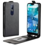 Crazy Horse Vertical Flip Leather Case with Card Slot for Nokia 7.1 – Black